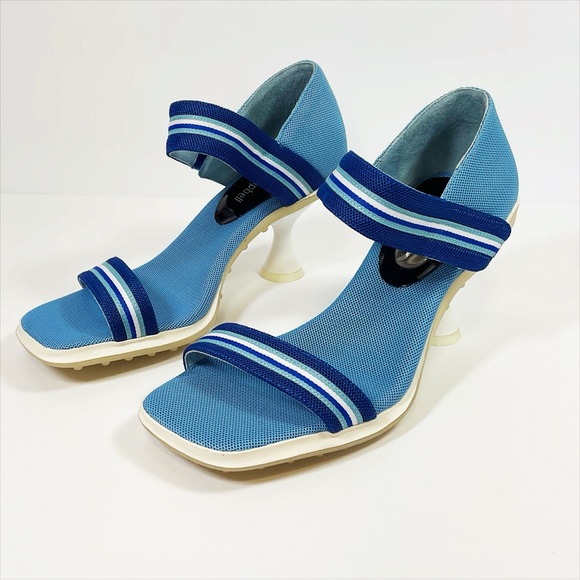 Jeffrey Campbell Touchdown Blue Combo Kitten Heel Sandals - Picture 3 of 7
